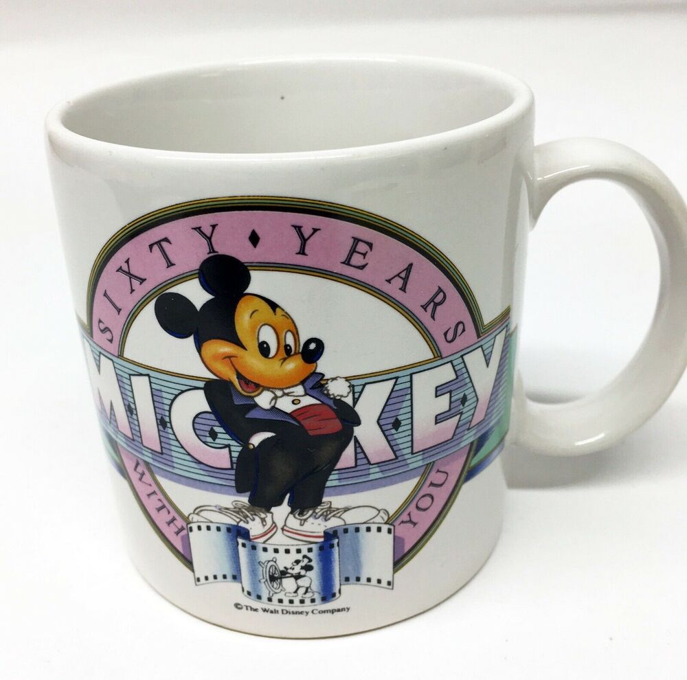 Disneyana - Vtg 1988 - Mickey Mouse 60th Birthday Coffee Mug Walt Disney World